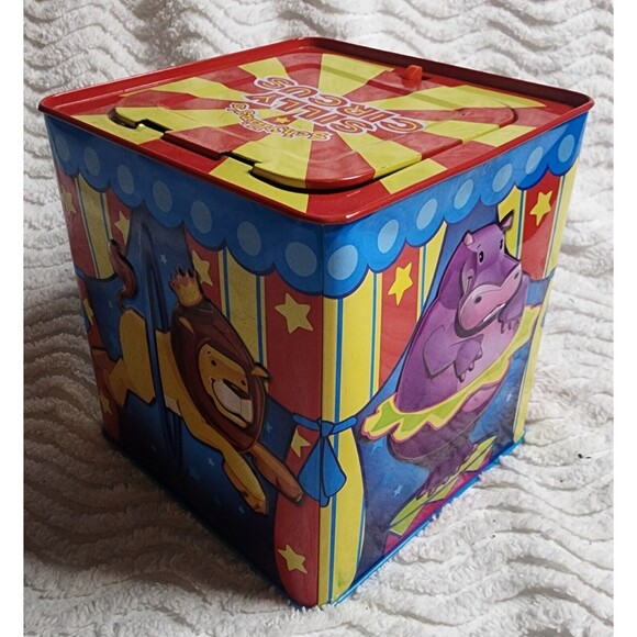 RETRO Schylling's Silly Circus JACK-In-The-BOX Tin Toy Musical Pop-Up CLOWN EuC - Picture 4 of 8